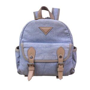 Role Model Women’s Blue & Khaki Canvas & Faux Leather Adjustable Straps Backpack